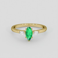 0.65 Ct. Emerald Ring, 18K Yellow Gold 1