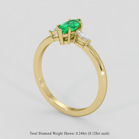 0.65 Ct. Emerald Ring, 18K Yellow Gold 2
