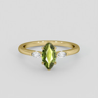 1.07 Ct. Green Sapphire Ring, 18K Yellow Gold 1
