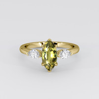 1.18 Ct. Greenish Yellow Sapphire Ring, 18K Yellow Gold 1