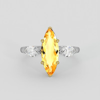 3.38 Ct. Orangish Yellow Precious Topaz Ring, 14K Yellow & White 1