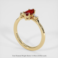 0.57 Ct. Ruby Ring, 18K Yellow Gold 2