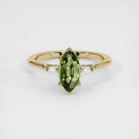 1.42 Ct. Green Sapphire Ring, 18K Yellow Gold 1