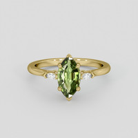 1.40 Ct. Yellowish Green Sapphire Ring, 18K Yellow Gold 1