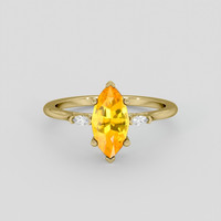 2.03 Ct. Orangish Yellow Sapphire Ring, 18K Yellow Gold 1