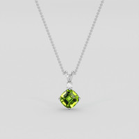3.93 Ct. Green (Lime Green) Peridot Pendant, 10K White Gold 1