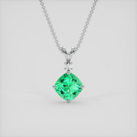 1.14 Ct. Emerald Pendant, 18K White Gold 1