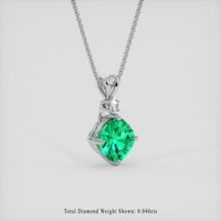 1.14 Ct. Emerald Pendant, 18K White Gold 2