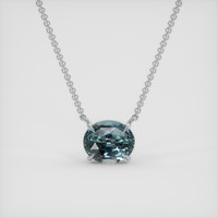 1.80 Ct. Greenish Blue Sapphire Necklace, 14K White Gold 1