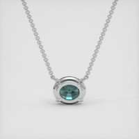 1.80 Ct. Greenish Blue Sapphire Necklace, 14K White Gold 4