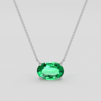 1.76 Ct. Emerald Necklace, 18K White Gold 1