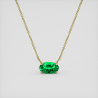 0.87 Ct. Emerald Necklace, 18K Yellow Gold 1