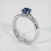 0.82 Ct. Greenish Blue Sapphire Ring, Platinum 950 2