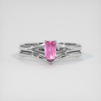 0.55 Ct. Pink Sapphire Ring, 14K White Gold 1