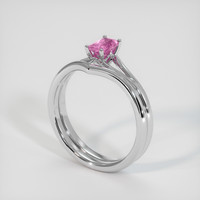 0.55 Ct. Pink Sapphire Ring, 14K White Gold 2