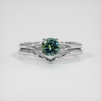 0.69 Ct. Bluish Green Sapphire Ring, 14K White Gold 1