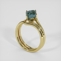 2.40 Ct. Bluish Green Sapphire Ring, 14K Yellow Gold 2