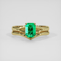 1.03 Ct. Emerald Ring, 18K Yellow Gold 1