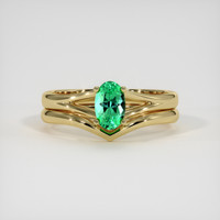 0.50 Ct. Emerald Ring, 18K Yellow Gold 1