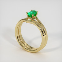 0.50 Ct. Emerald Ring, 18K Yellow Gold 2