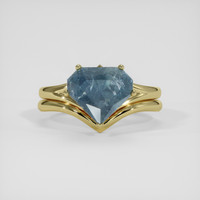 3.44 Ct. Greyish Blue Sapphire Ring, 18K Yellow Gold 1