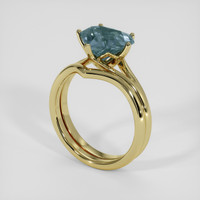 3.44 Ct. Greyish Blue Sapphire Ring, 18K Yellow Gold 2