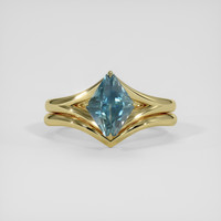 2.40 Ct. Bluish Green Sapphire Ring, 18K Yellow Gold 1