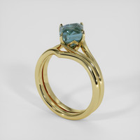 2.40 Ct. Bluish Green Sapphire Ring, 18K Yellow Gold 2