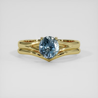 1.08 Ct. Greyish Blue Sapphire Ring, 18K Yellow Gold 1