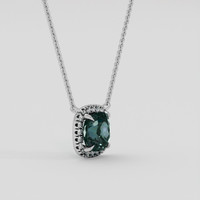1.15 Ct. Greenish Blue Sapphire Necklace, Platinum 950 2