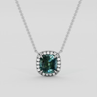1.15 Ct. Greenish Blue Sapphire Necklace, 10K White Gold 1