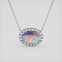 1.75 Ct. Multi Color Opal Necklace, 14K White Gold 1