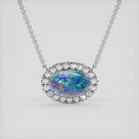 2.43 Ct. Multi Color Opal Necklace, 14K White Gold 1
