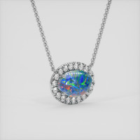 2.43 Ct. Multi Color Opal Necklace, 14K White Gold 2