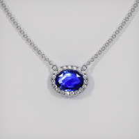 1.53 Ct. Blue Sapphire Necklace, 18K White Gold 1