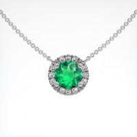 0.57 Ct. Emerald Necklace, 18K White Gold 1