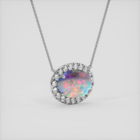 1.75 Ct. Multi Color Opal Necklace, 18K White Gold 2