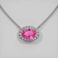 1.48 Ct. Pink Sapphire Necklace, 18K White Gold 1