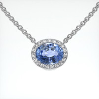 2.25 Ct. Blue Sapphire Necklace, 18K White Gold 1