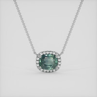 1.35 Ct. Bluish Green Sapphire Necklace, 18K White Gold 1
