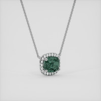 1.35 Ct. Bluish Green Sapphire Necklace, 18K White Gold 2