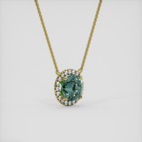 1.81 Ct. Bluish Green Sapphire Necklace, 14K Yellow Gold 2
