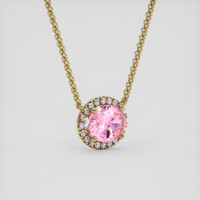 2.16 Ct. Pink Sapphire Necklace, 14K Yellow Gold 2
