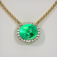 3.87 Ct. Emerald Necklace, 18K Yellow Gold 1