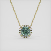 1.81 Ct. Bluish Green Sapphire Necklace, 18K Yellow Gold 1