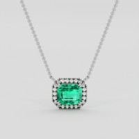 1.00 Ct. Emerald Necklace, Platinum 950 1