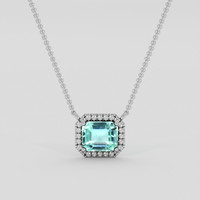 1.00 Ct. Bluish Green Beryl Necklace, Silver 1