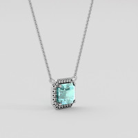 1.00 Ct. Bluish Green Beryl Necklace, Silver 2