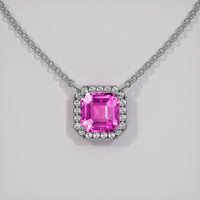 1.03 Ct. Pink Sapphire Necklace, 14K White Gold 1