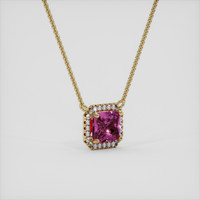 1.19 Ct. Pink Sapphire Necklace, 14K Yellow Gold 2